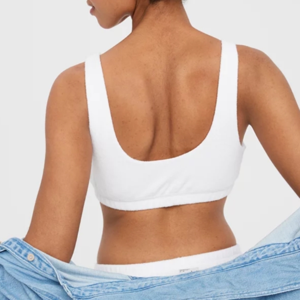 Offline by aerie White lined terry cloth sleeveless crop, size Large, NWT - Picture 2 of 10